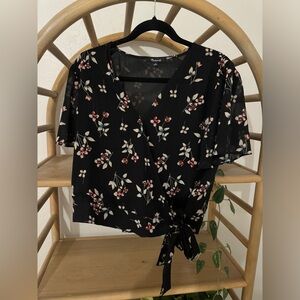 Madewell floral wrap blouse with bow
